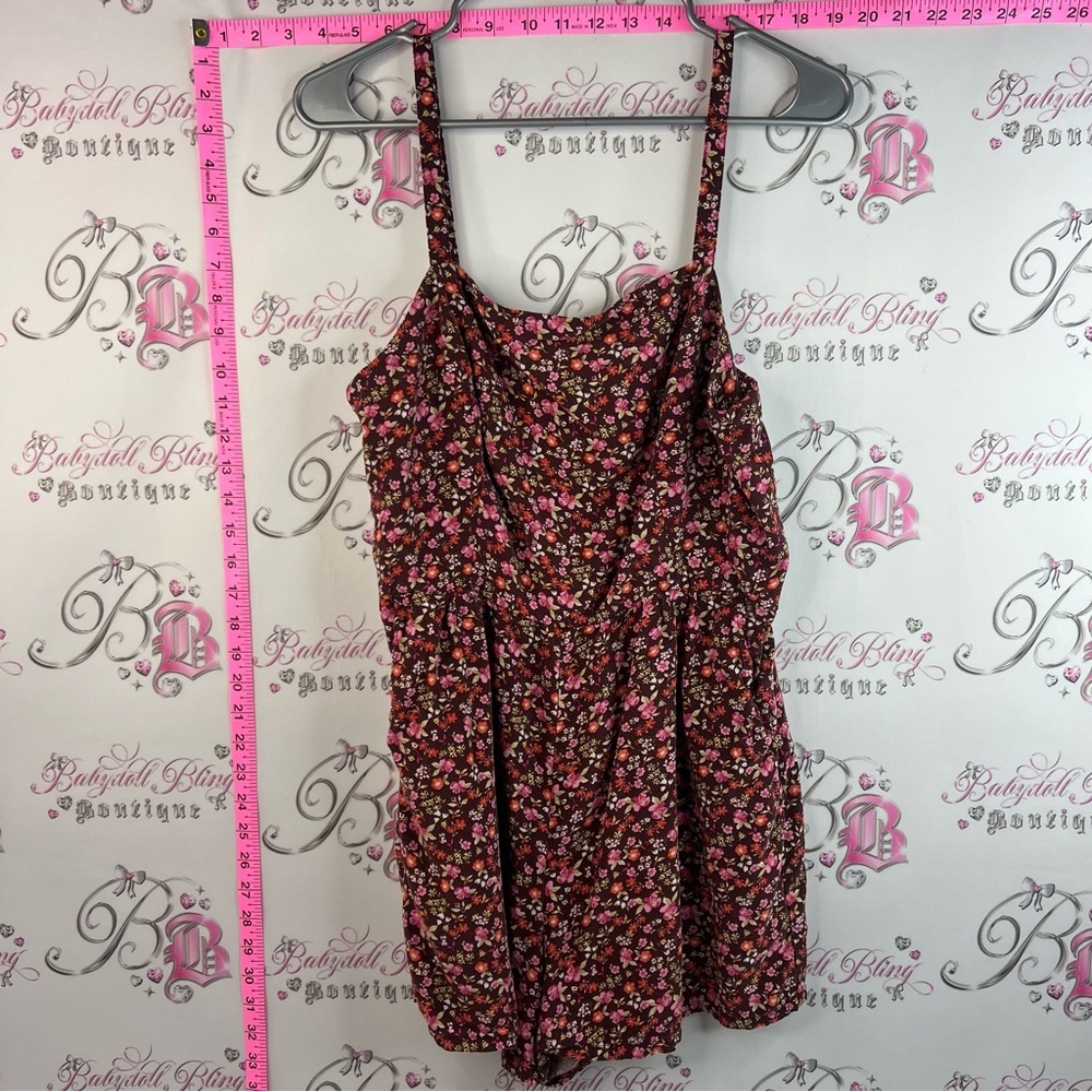 Old Navy romper shorts Onsie Floral Romper in Brown with Pink & White Flowers